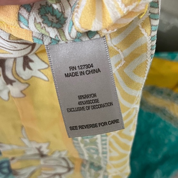 NWT John Mark Floral Spring Flutter Sleeve Dress, Turquoise and Yellow, XS - Picture 6 of 6